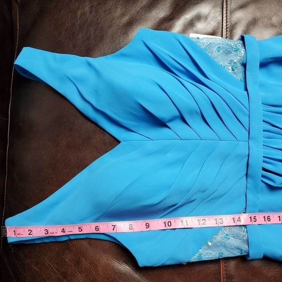 JJ's House A-line Princess V-neck Chiffon Ocean Blue Bridesmaid Party Dress New - Picture 11 of 15